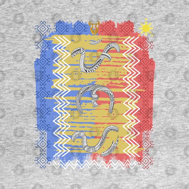 Philippine Flag / Baybayin word Pinay (Filipina Woman) by Pirma Pinas